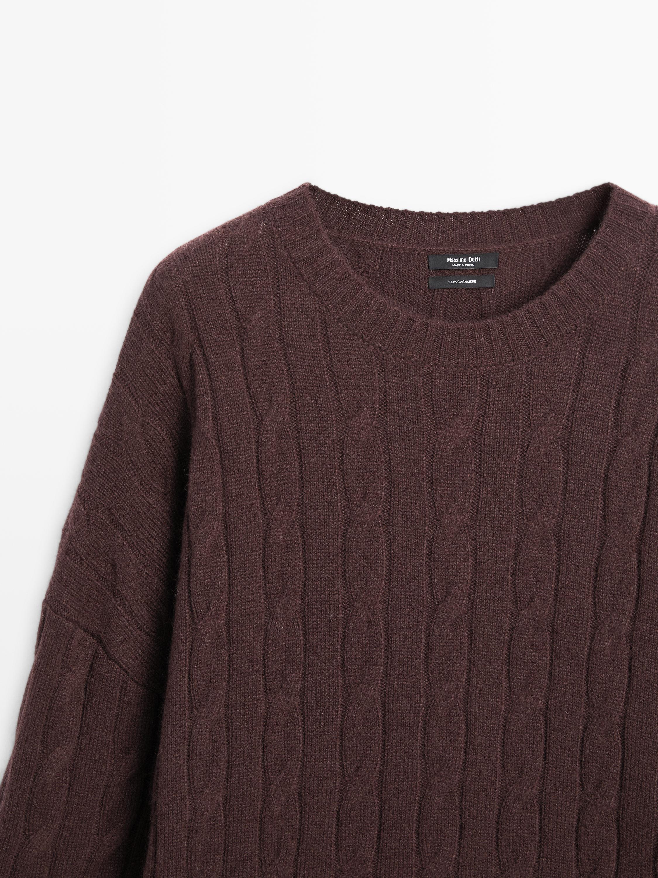 Pull en maille tressée 100 % cachemire